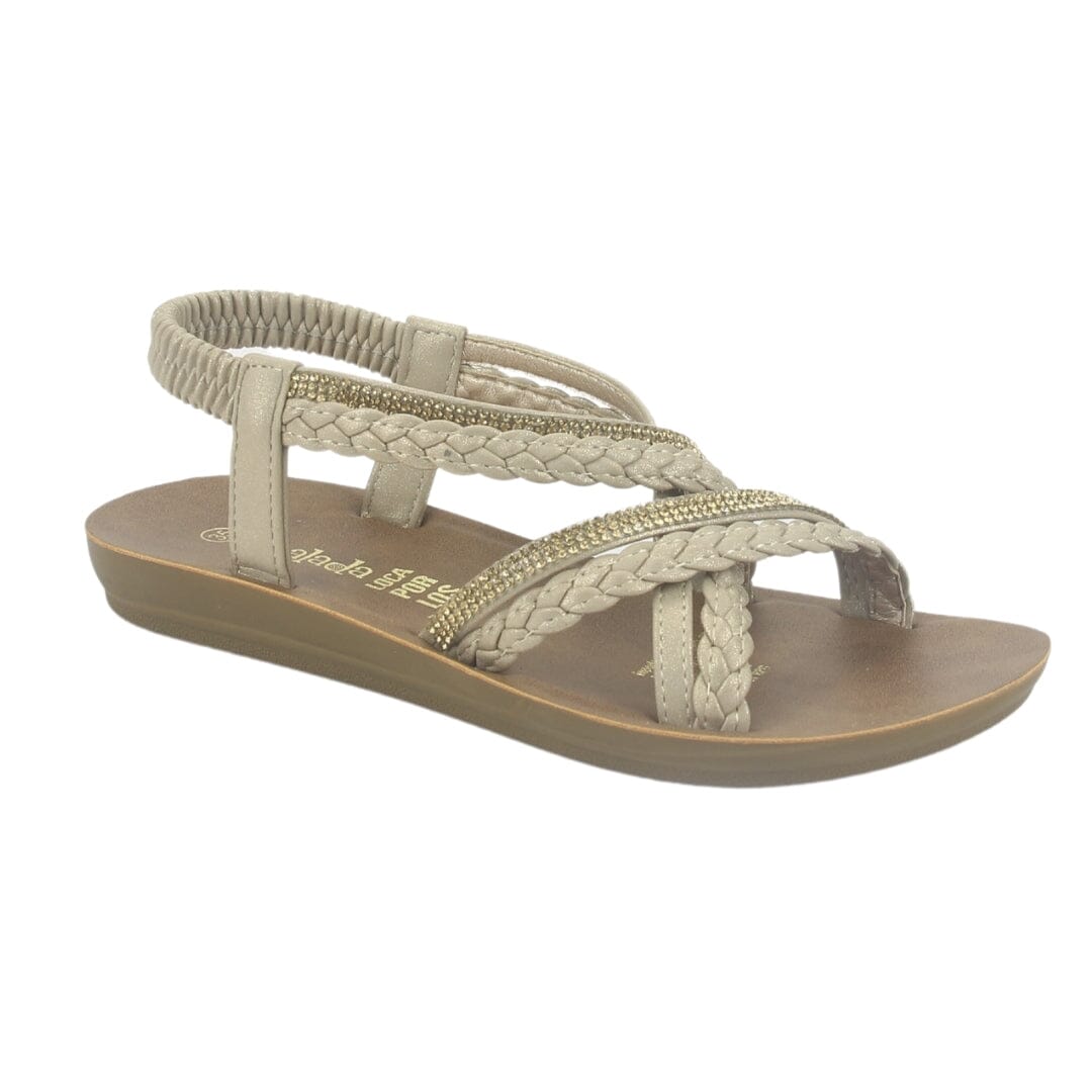 Sandalia Chalada Mujer Quanta-15 Dorado Plano