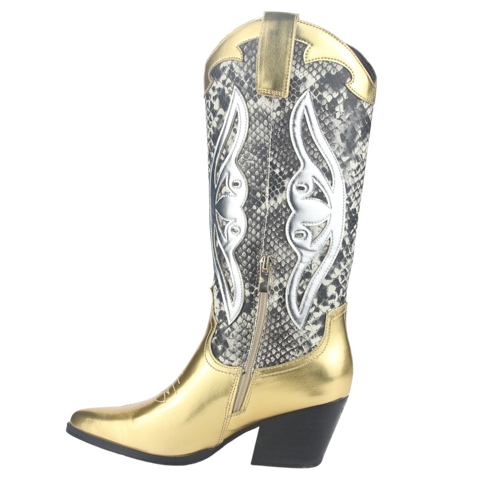 Bota Chalada Mujer Westnew-1 Dorado Casual Botas Taco Chalada