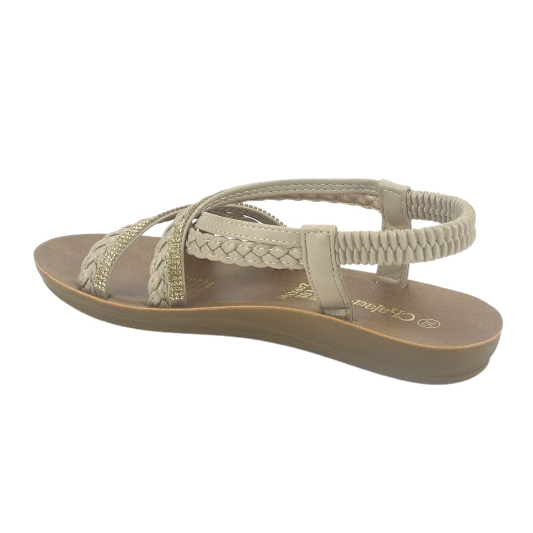 Sandalia Chalada Mujer Quanta-15 Dorado Plano