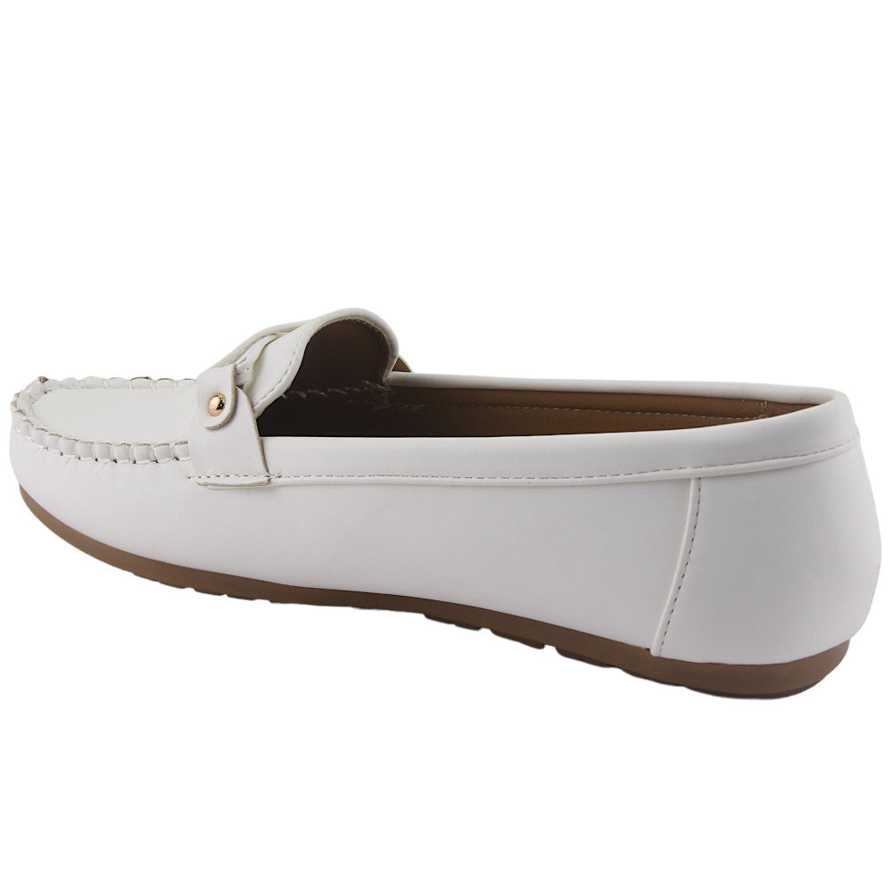 Mocasin Chalada Mujer Cusco-30 Blanco Plano Zapatos Planos Chalada 35 Blanco
