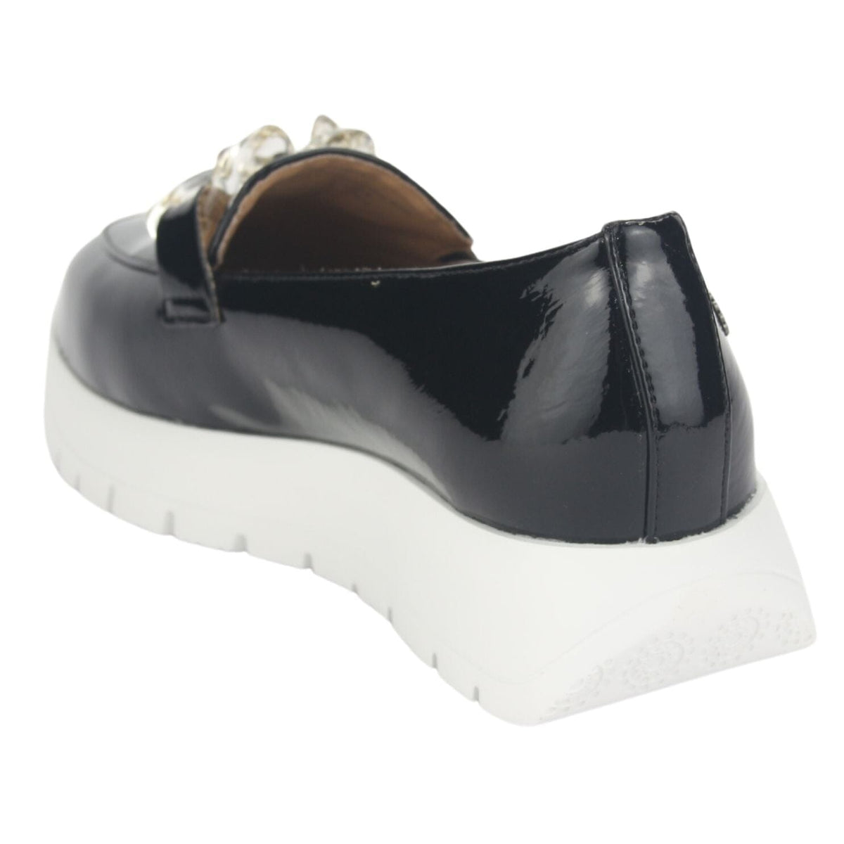 Mocasin Chalada Mujer Wonder-1 Negro Blanco Casual